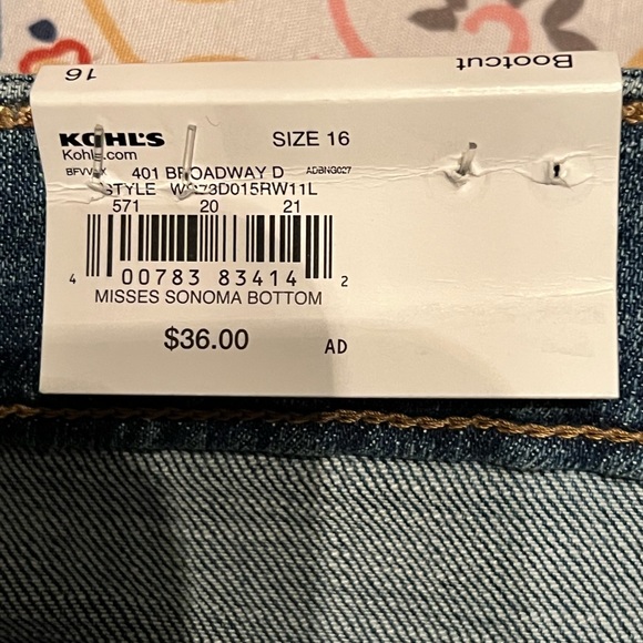 SONOMA jeans size 16 NWT - Picture 3 of 4